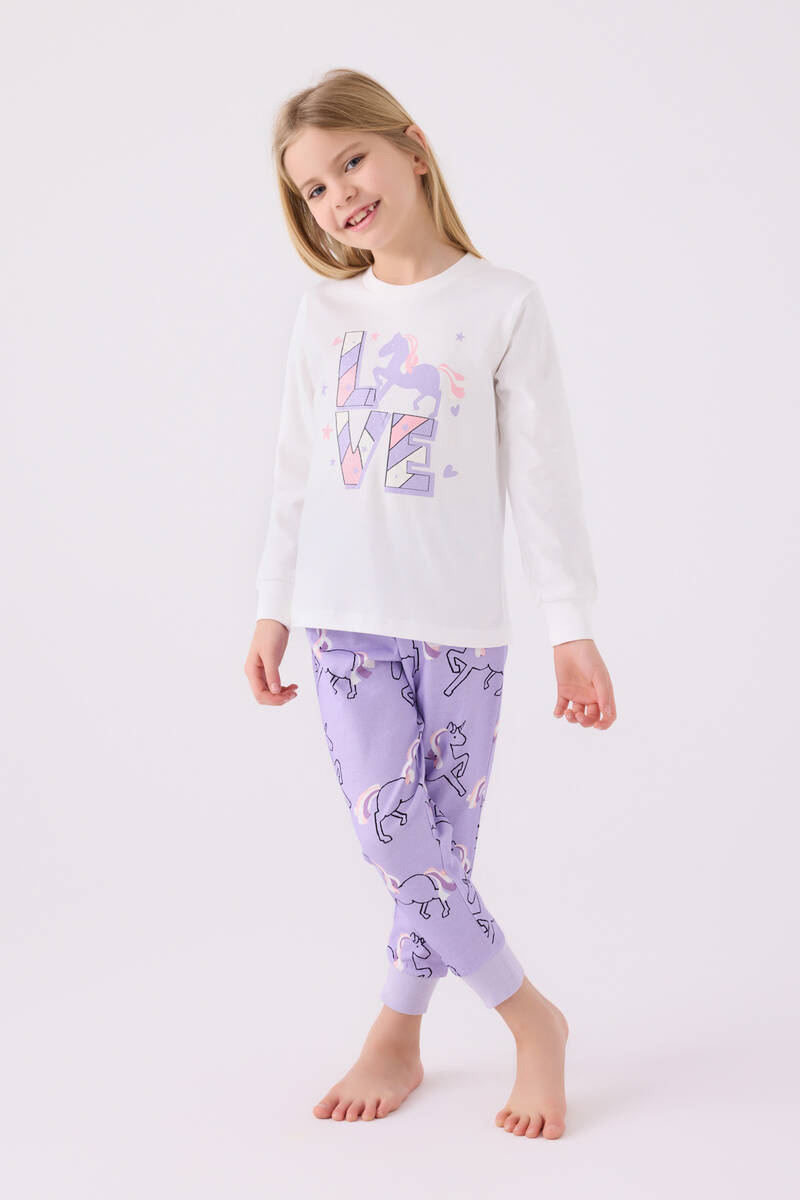 Rolypoly Kız Çocuk Beyaz Uzun Kol Pijama Takım Rolypoly Kız Çocuk Beyaz Uzun Kol Pijama Takım