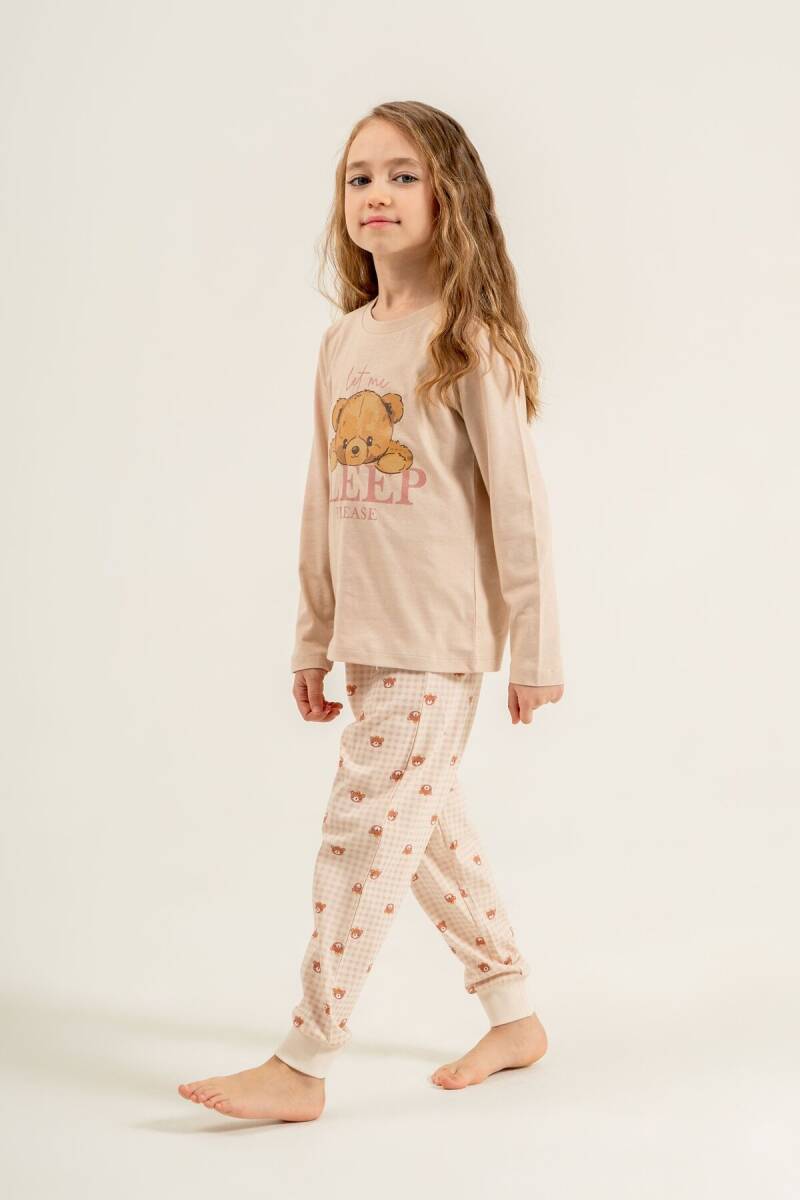 Rolypoly Kız Çocuk %100 Pamuk Let Me Sleep Please Pembe Uzun Kol Pijama Takım RP3915-C-V1 - 5