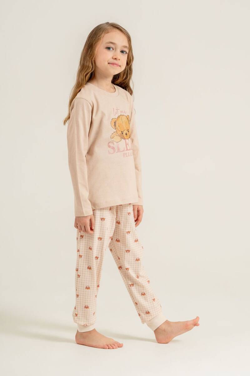 Rolypoly Kız Çocuk %100 Pamuk Let Me Sleep Please Pembe Uzun Kol Pijama Takım RP3915-C-V1 - 7