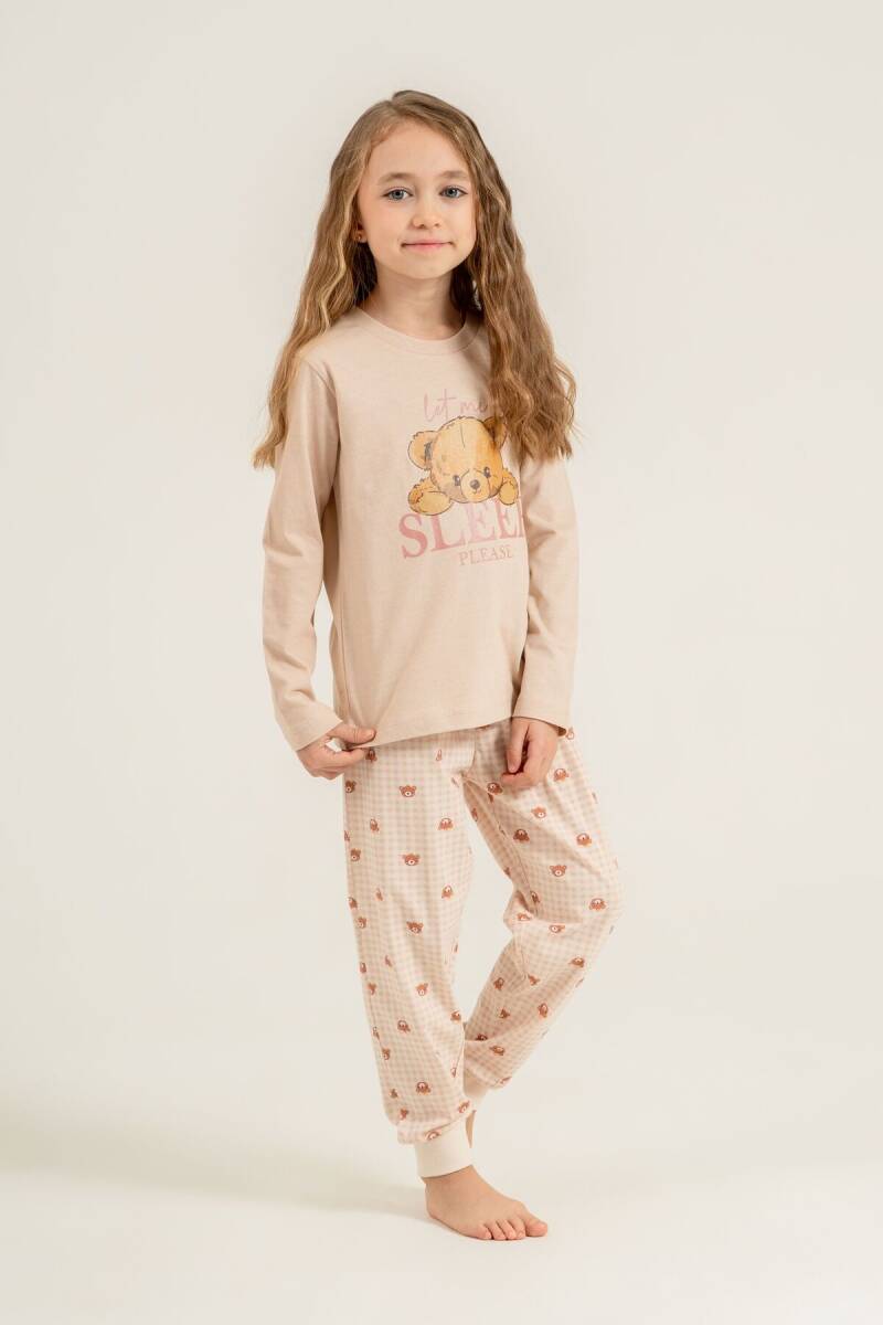 Rolypoly Kız Çocuk %100 Pamuk Let Me Sleep Please Pembe Uzun Kol Pijama Takım RP3915-C-V1 - 1