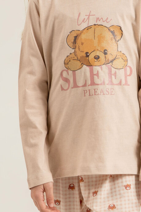 Rolypoly Kız Çocuk %100 Pamuk Let Me Sleep Please Pembe Uzun Kol Pijama Takım RP3915-C-V1 - 3