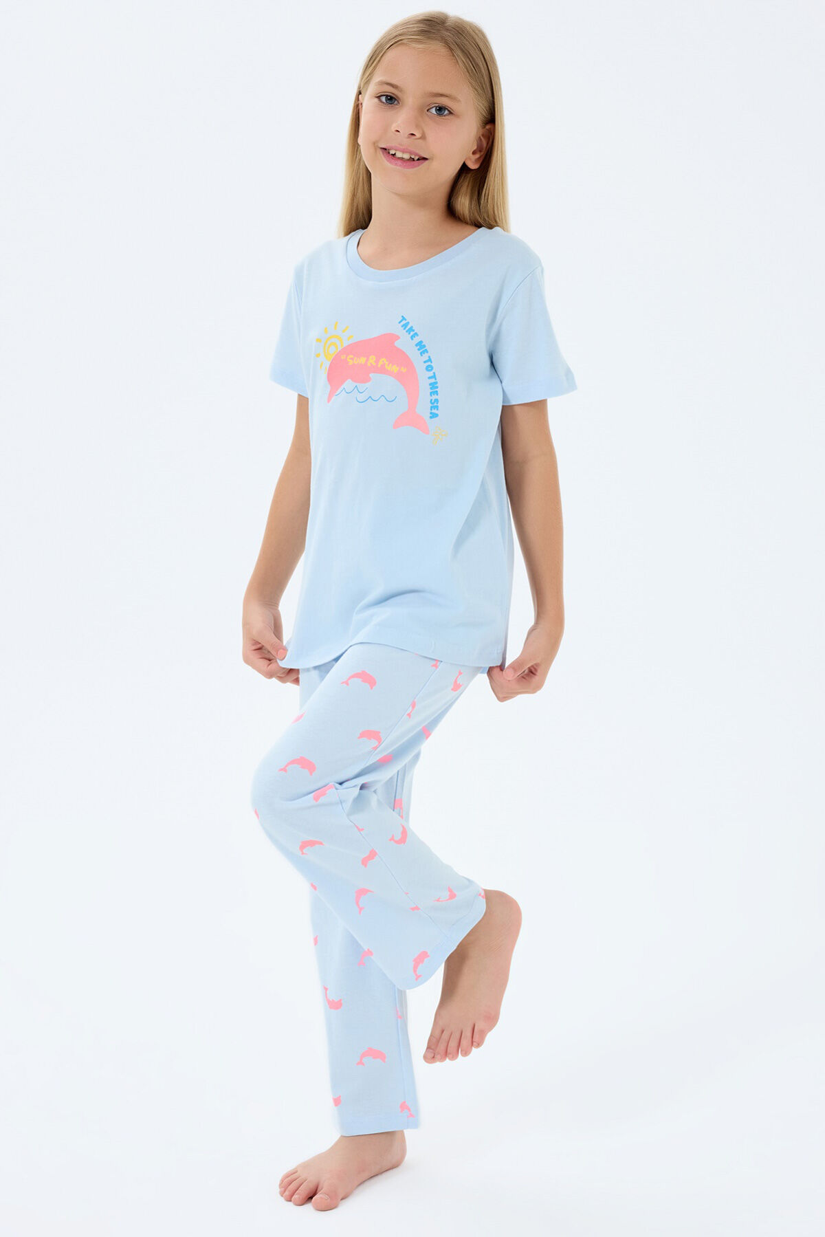 Rolypoly Kız Çocuk Mavi Pijama Takım