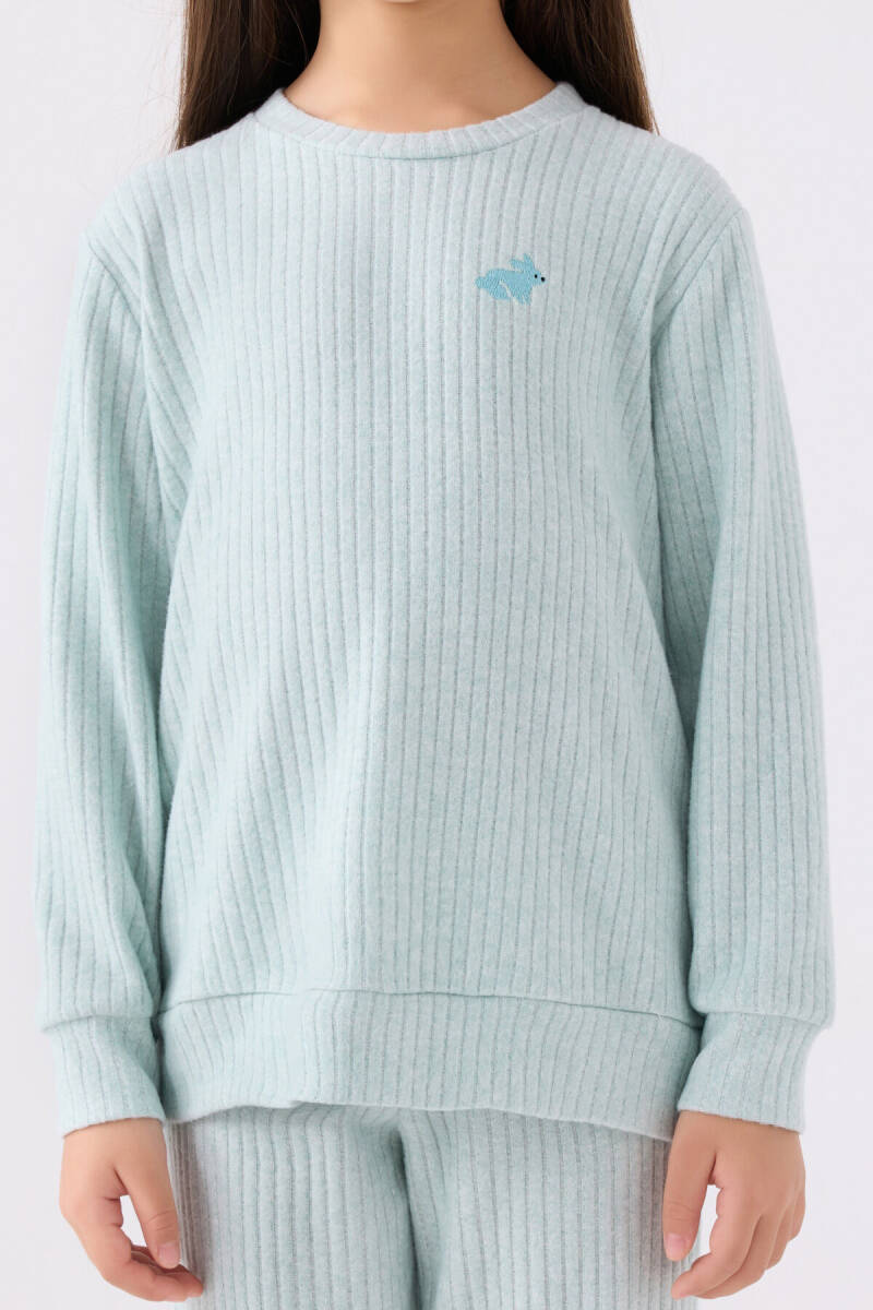 Rolypoly Kız Çocuk Bisiklet Yaka Pigment Baskılı Kışlık Regular Fit Mavi Pijama Takımı RP3464-C-V3 - 4