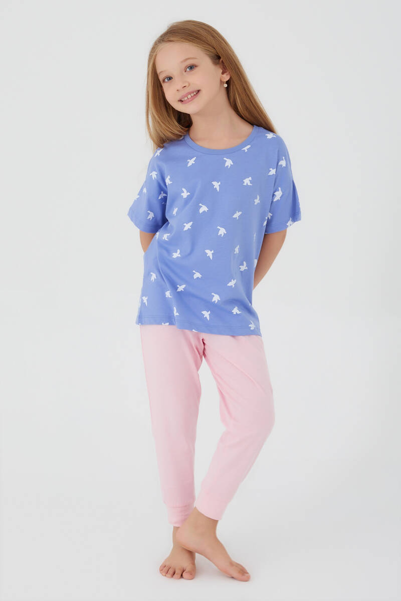 Rolypoly Kız Çocuk Mavi Kısa Kol Pijama Takım Rolypoly Kız Çocuk Mavi Kısa Kol Pijama Takım