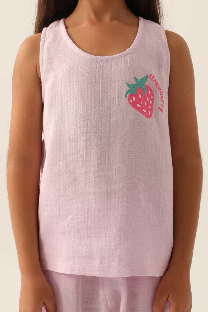 Rolypoly Kız Çocuk Pamuklu Bisiklet Yaka Pigment Baskılı Yazlık Regular Fit Mor Pijama Takımı RP3412-C-V1 - 4