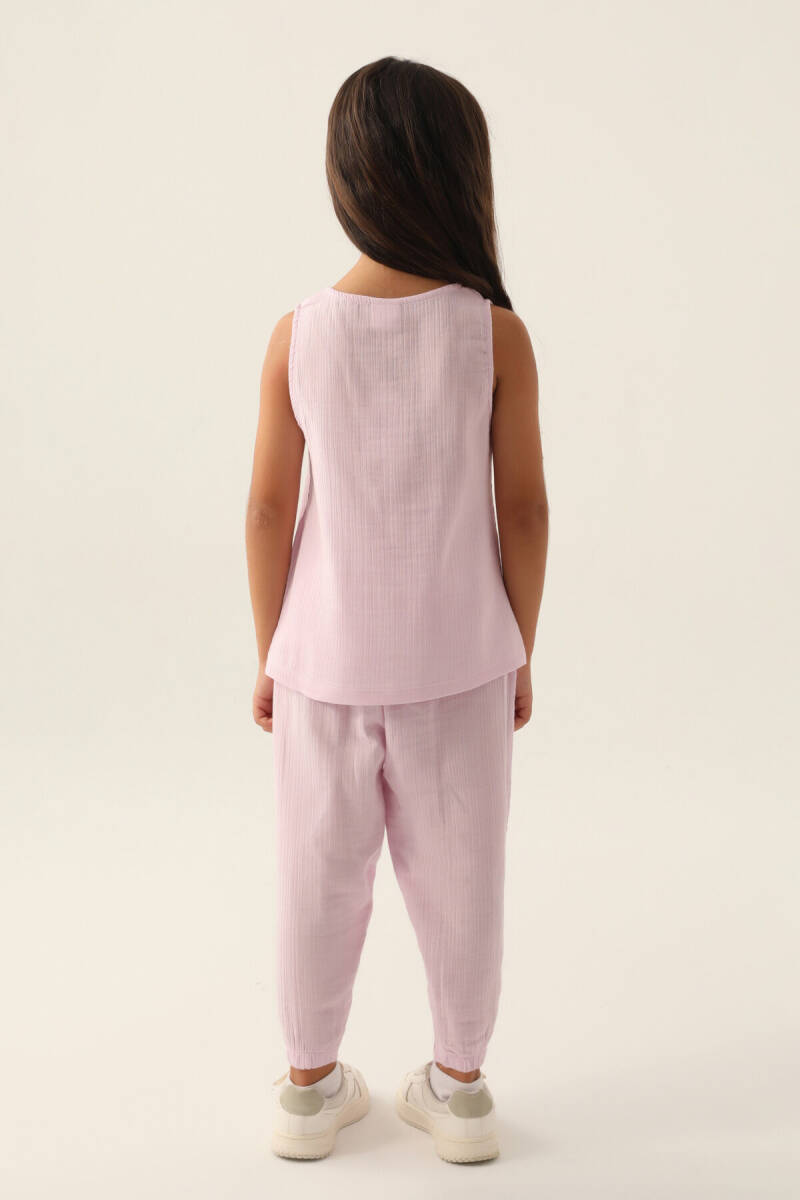 Rolypoly Kız Çocuk Pamuklu Bisiklet Yaka Pigment Baskılı Yazlık Regular Fit Mor Pijama Takımı RP3412-C-V1 - 5