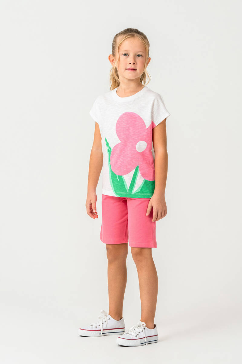 Rolypoly Kız Çocuk Krem Bermuda Takım