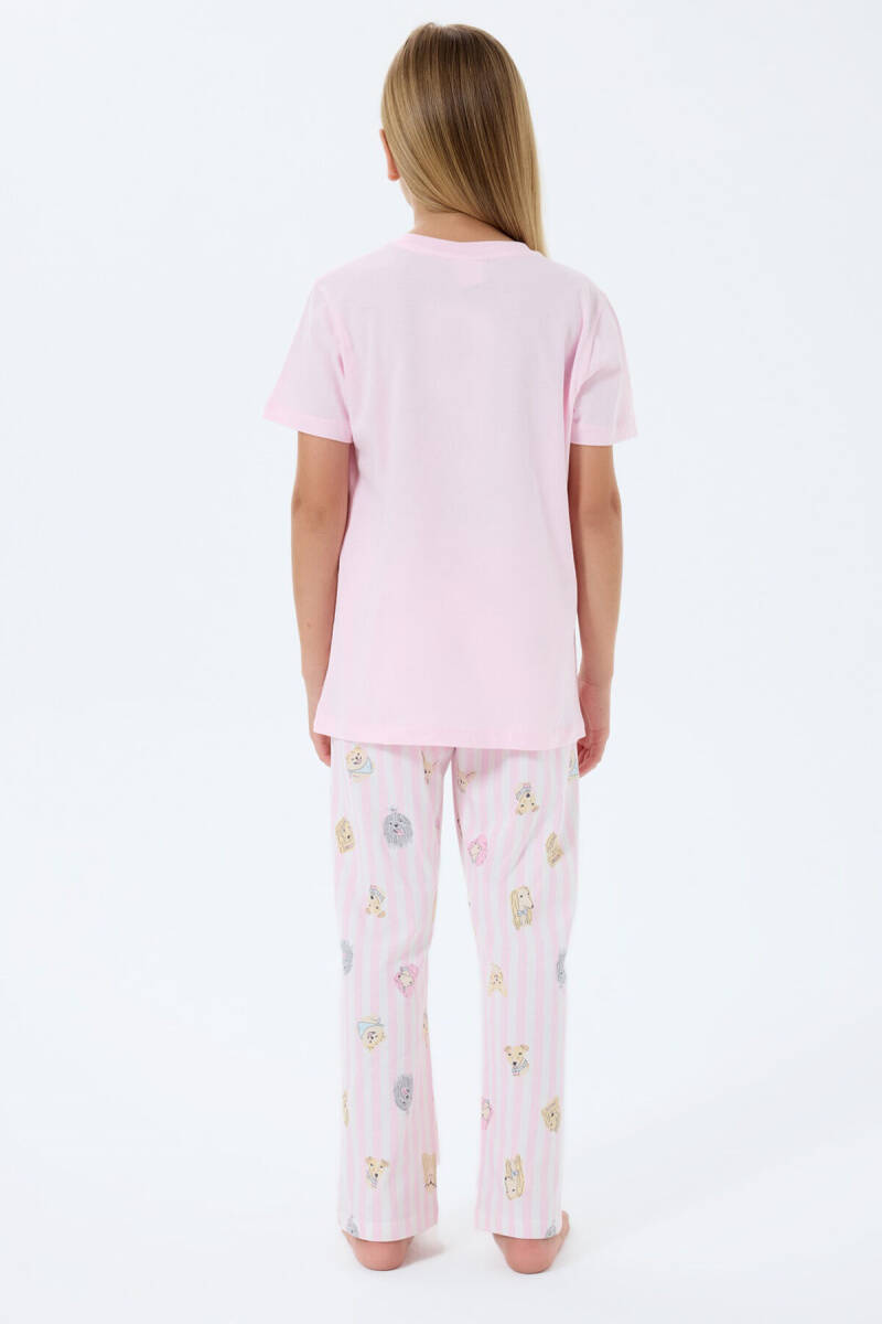 Rolypoly Kız Çocuk Bisiklet Yaka Baskılı Yazlık Regular Fit Pembe Pijama Takımı RP3810-C-V1 - 4