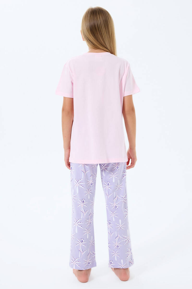 Rolypoly Kız Çocuk Bisiklet Yaka Baskılı Yazlık Regular Fit Pembe Pijama Takımı RP3811-C-V2 - 4