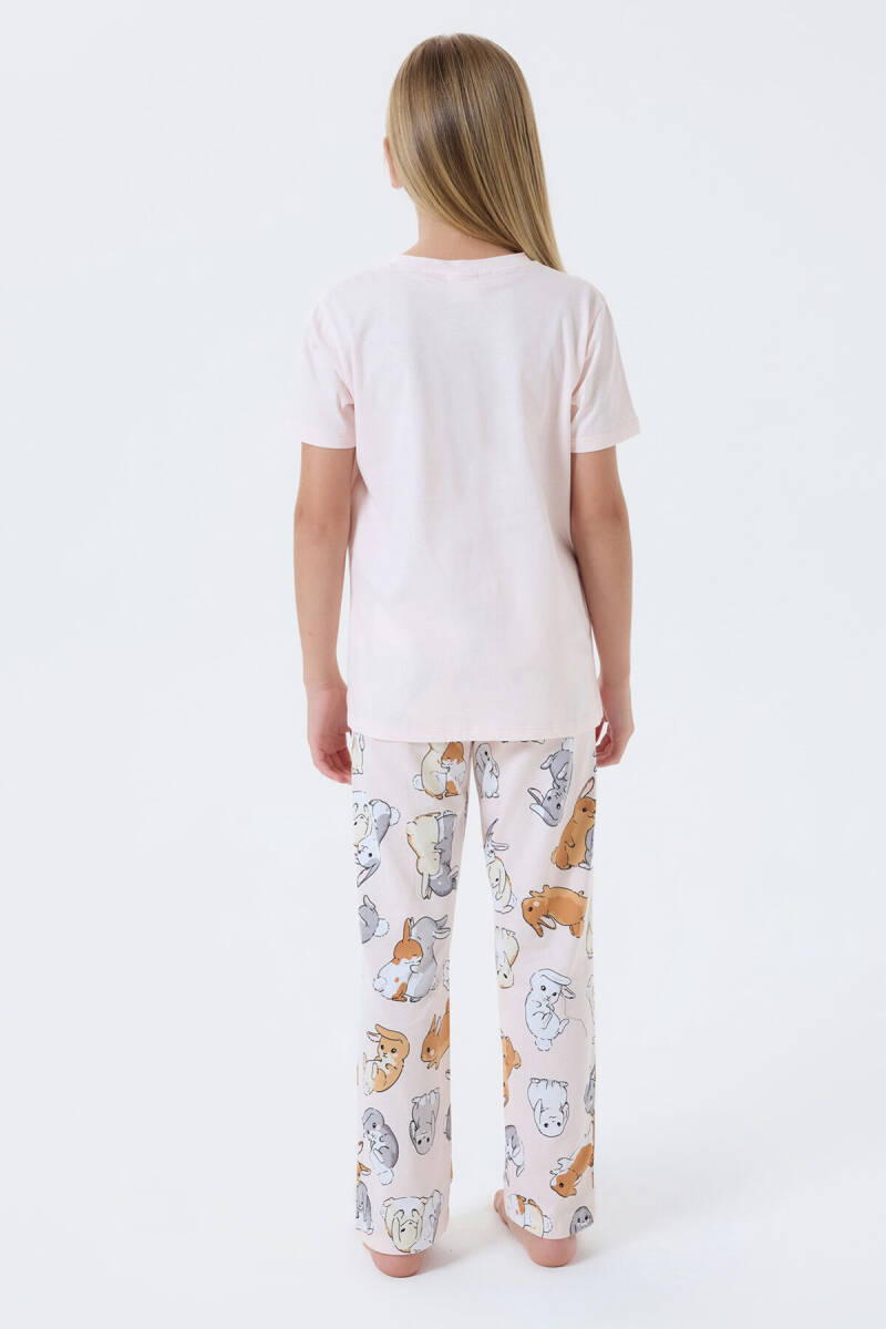 Rolypoly Kız Çocuk Bisiklet Yaka Baskılı Yazlık Regular Fit Pembe Pijama Takımı RP3774-C-V2 - 4