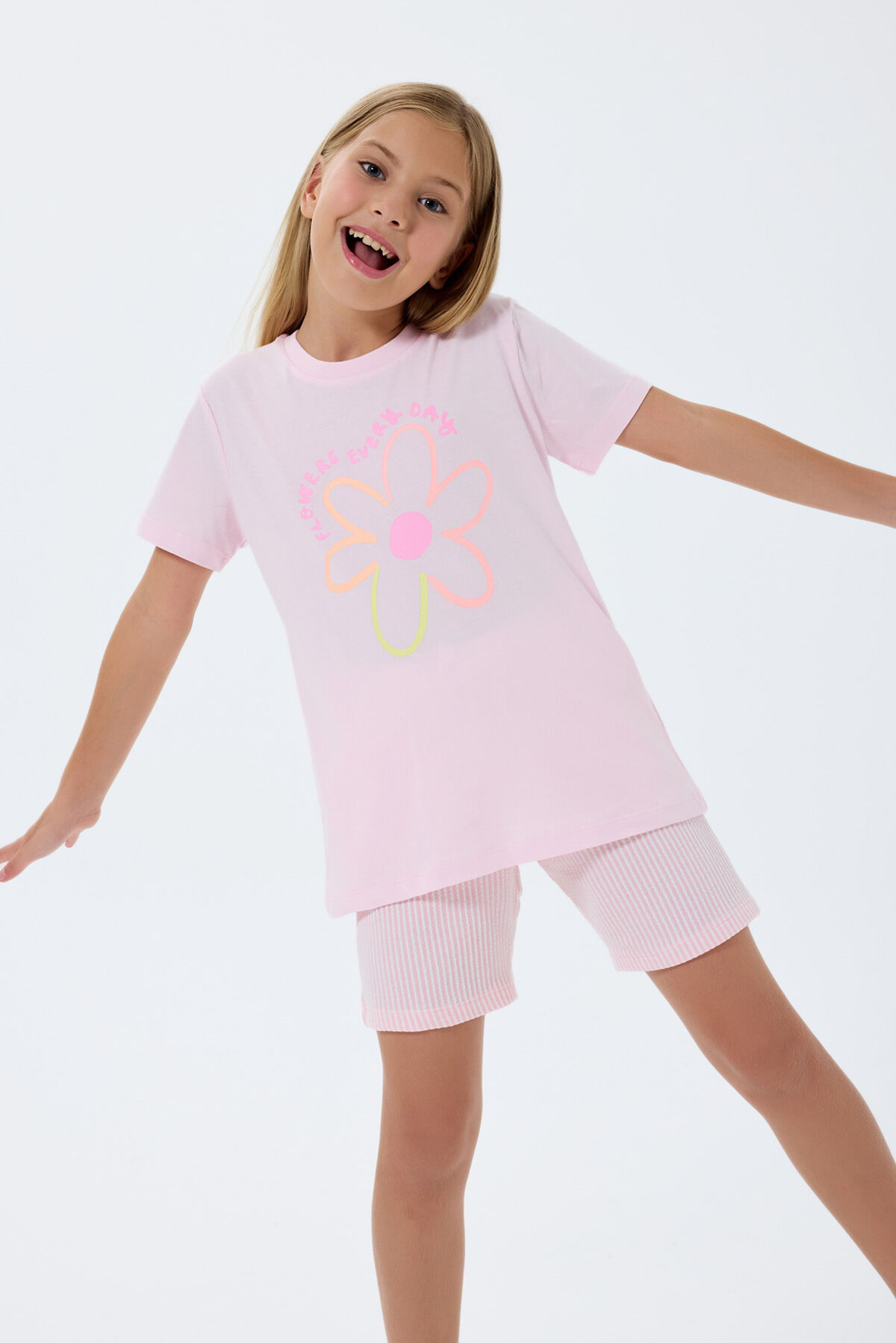 Rolypoly Kız Çocuk Pembe Şort Takım