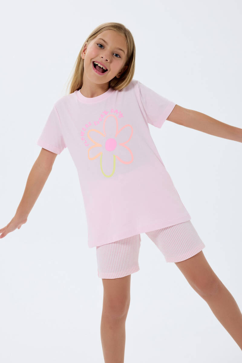 Rolypoly Kız Çocuk Pembe Şort Takım