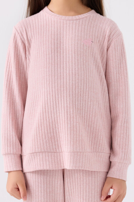 Rolypoly Kız Çocuk Bisiklet Yaka Pigment Baskılı Kışlık Regular Fit Pembe Pijama Takımı RP3464-C-V1 - 4