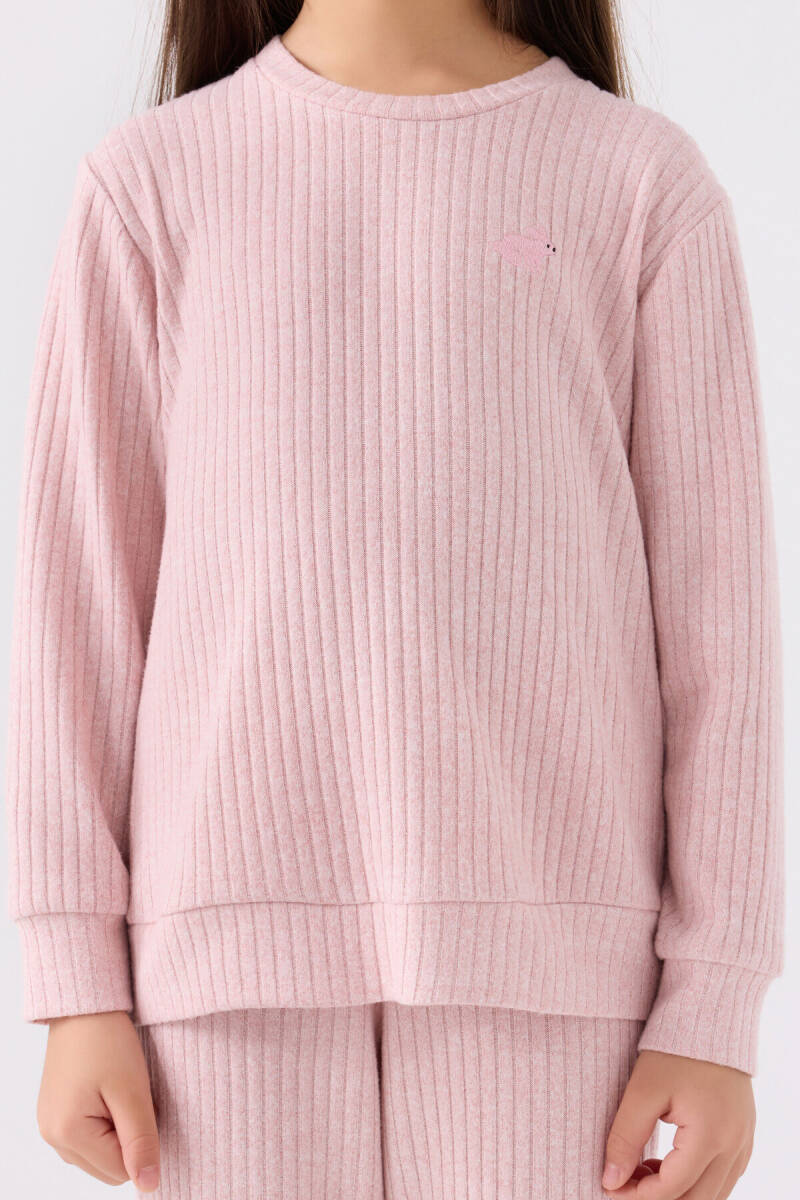 Rolypoly Kız Çocuk Bisiklet Yaka Pigment Baskılı Kışlık Regular Fit Pembe Pijama Takımı RP3464-C-V1 - 4
