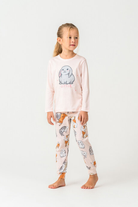 Rolypoly Kız Çocuk Bisiklet Yaka Baskılı Yazlık Relaxed Fit Pembe Pijama Takımı RP3775-C-V2 - 2