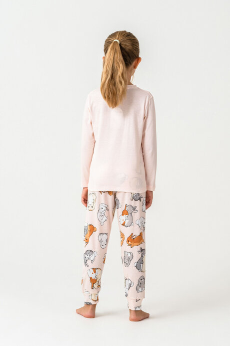 Rolypoly Kız Çocuk Bisiklet Yaka Baskılı Yazlık Relaxed Fit Pembe Pijama Takımı RP3775-C-V2 - 4
