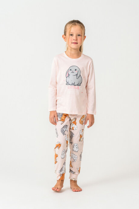 Rolypoly Kız Çocuk Bisiklet Yaka Baskılı Yazlık Relaxed Fit Pembe Pijama Takımı RP3775-C-V2 - 5