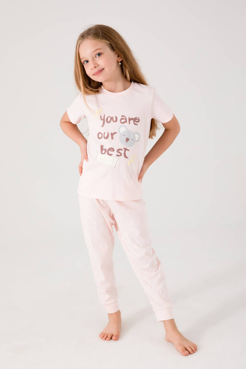 Rolypoly Kız Çocuk Pembe Kısa Kol Pijama Takım