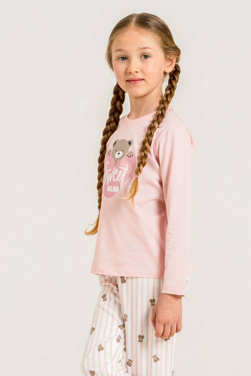 Rolypoly Kız Çocuk %100 Pamuk Sweet Bear Pembe Uzun Kol Pijama Takım RP3911-C-V1 - 8