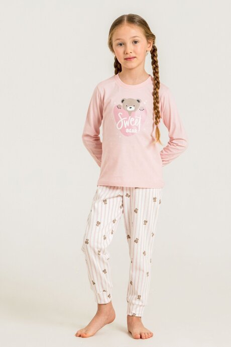 Rolypoly Kız Çocuk %100 Pamuk Sweet Bear Pembe Uzun Kol Pijama Takım RP3911-C-V1 - 7