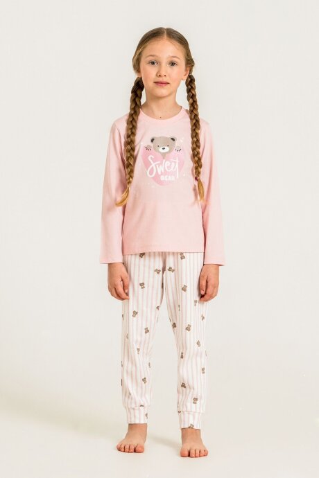 Rolypoly Kız Çocuk %100 Pamuk Sweet Bear Pembe Uzun Kol Pijama Takım RP3911-C-V1 - 6