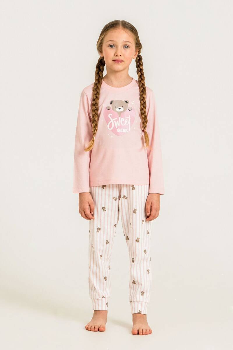 Rolypoly Kız Çocuk %100 Pamuk Sweet Bear Pembe Uzun Kol Pijama Takım RP3911-C-V1 - 6