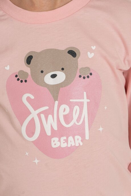 Rolypoly Kız Çocuk %100 Pamuk Sweet Bear Pembe Uzun Kol Pijama Takım RP3911-C-V1 - 3