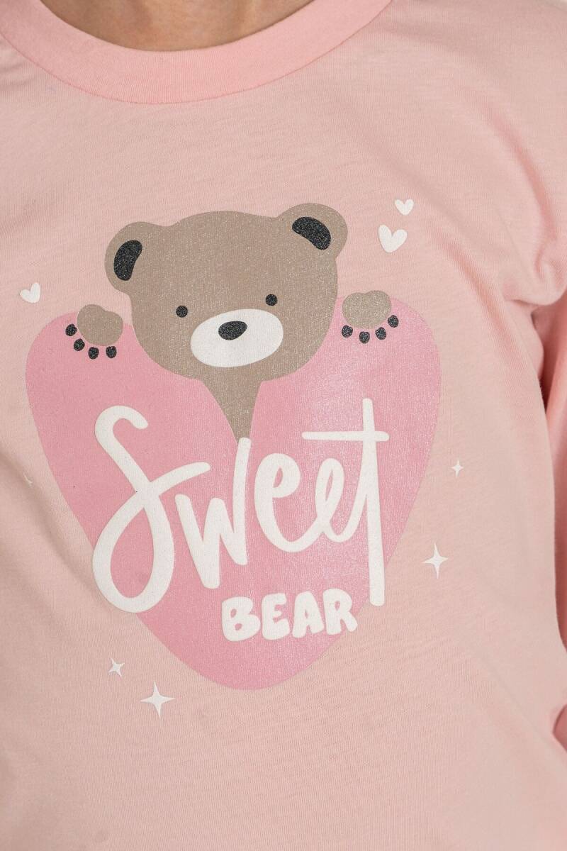 Rolypoly Kız Çocuk %100 Pamuk Sweet Bear Pembe Uzun Kol Pijama Takım RP3911-C-V1 - 3
