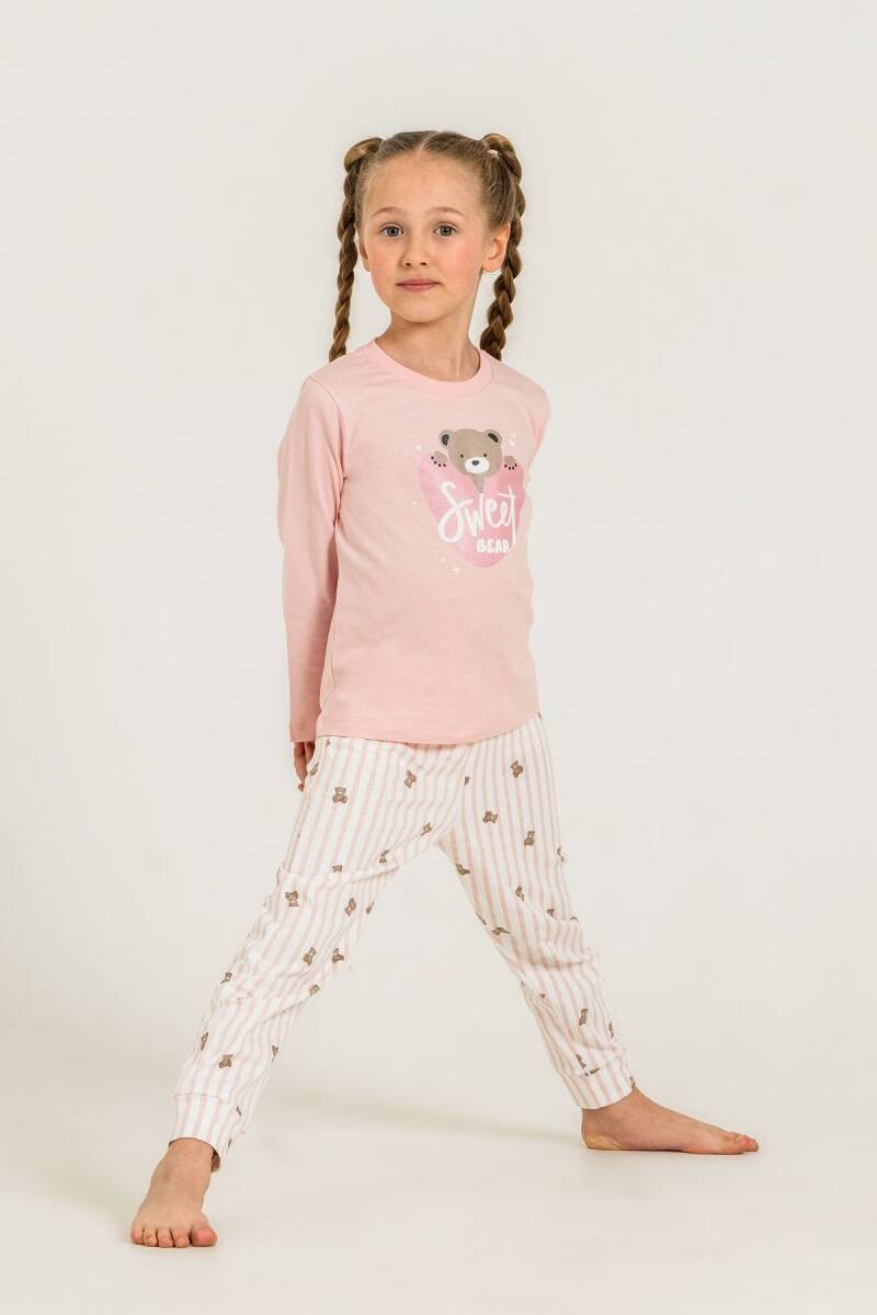 Rolypoly Kız Çocuk %100 Pamuk Sweet Bear Pembe Uzun Kol Pijama Takım RP3911-C-V1 - 2