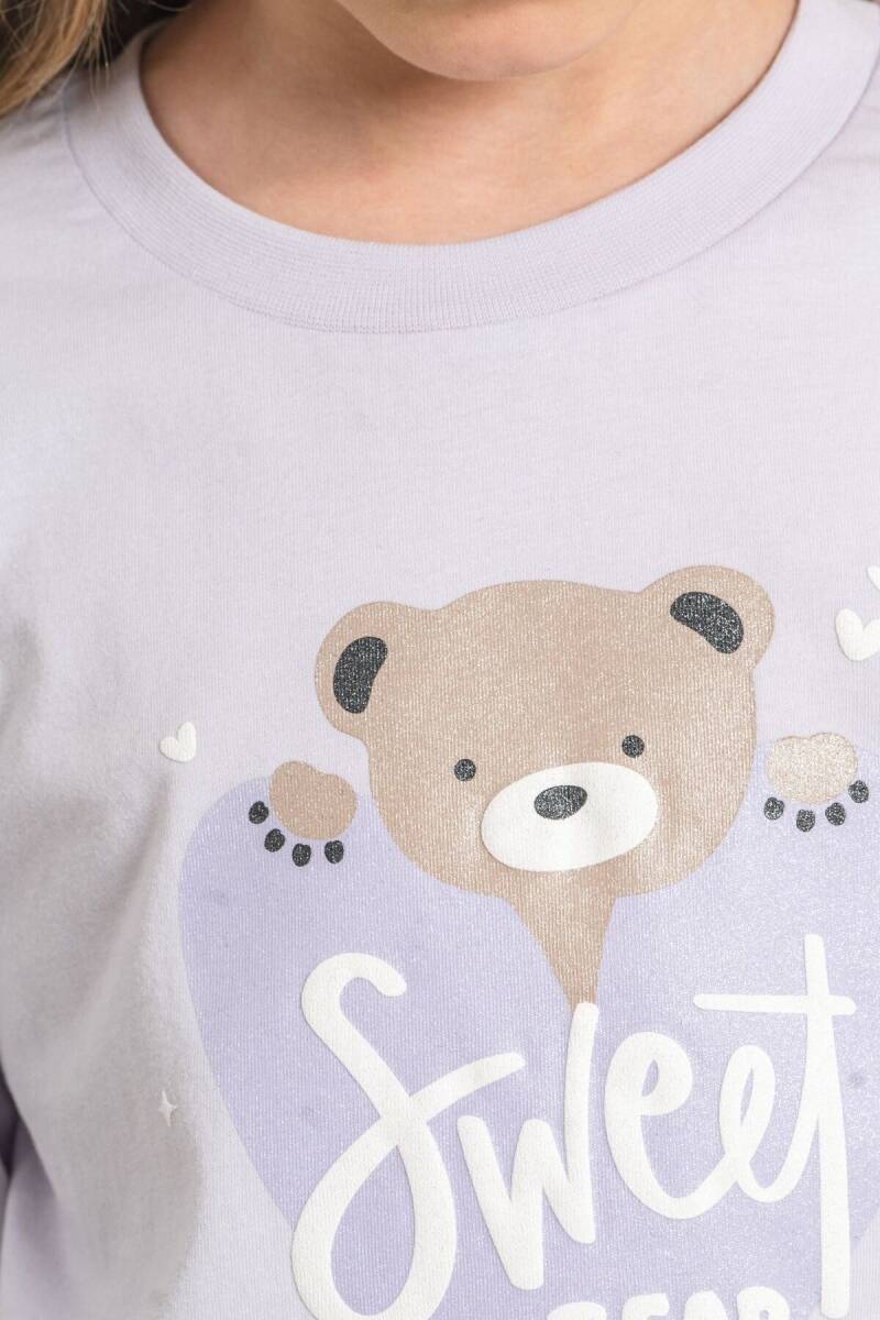 Rolypoly Kız Çocuk %100 Pamuk Sweet Bear Pembe Uzun Kol Mor Pijama Takım RP3911-C-V2 - 3