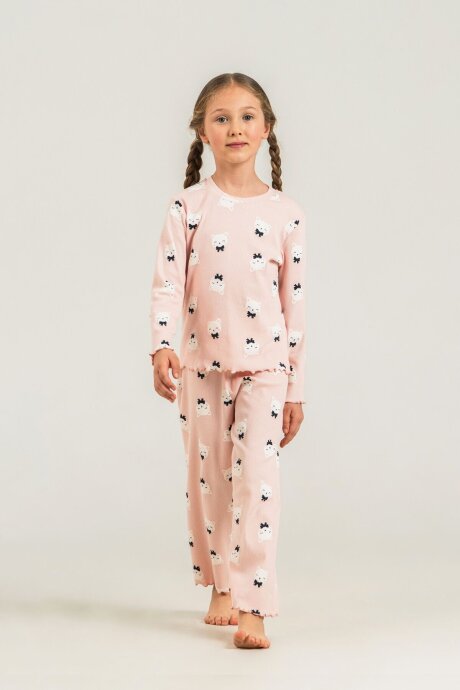 Rolypoly Kız Çocuk Pamuklu Teddy Bears Turuncu Uzun Kol Pijama Takım RP3901-C-V1 (1)