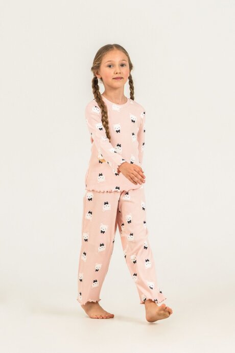 Rolypoly Kız Çocuk Pamuklu Teddy Bears Turuncu Uzun Kol Pijama Takım RP3901-C-V1