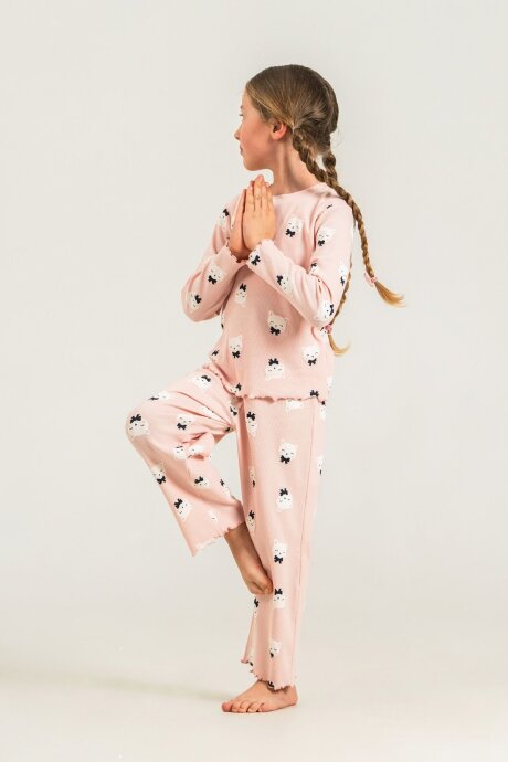 Rolypoly Kız Çocuk Pamuklu Teddy Bears Turuncu Uzun Kol Pijama Takım RP3901-C-V1 - 5