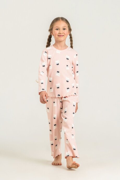 Rolypoly Kız Çocuk Pamuklu Teddy Bears Turuncu Uzun Kol Pijama Takım RP3901-C-V1 - 6