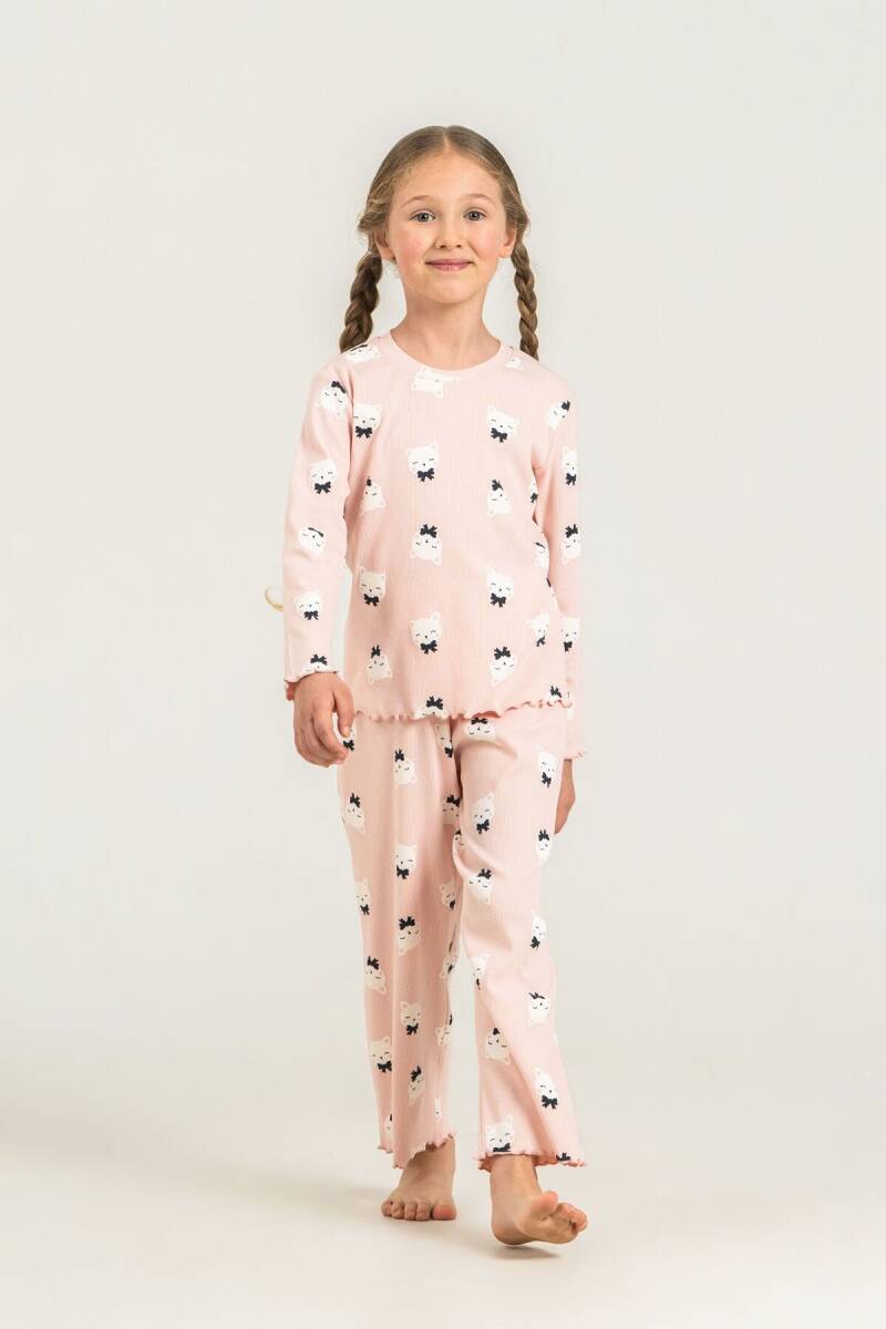 Rolypoly Kız Çocuk Pamuklu Teddy Bears Turuncu Uzun Kol Pijama Takım RP3901-C-V1 - 6