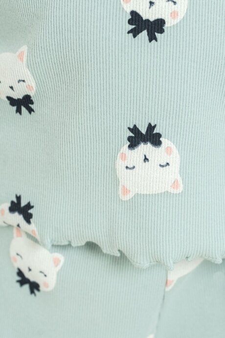 Rolypoly Kız Çocuk Pamuklu Teddy Bears Yeşil Uzun Kol Pijama Takım RP3901-C-V2 - 5