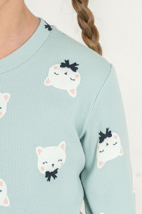 Rolypoly Kız Çocuk Pamuklu Teddy Bears Yeşil Uzun Kol Pijama Takım RP3901-C-V2 - 3