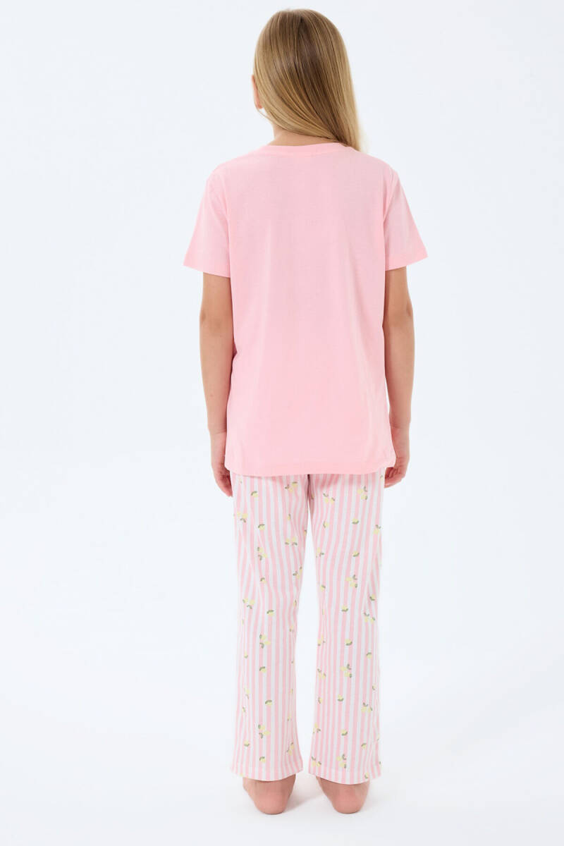 Rolypoly Kız Çocuk Bisiklet Yaka Baskılı Yazlık Regular Fit Pembe Pijama Takımı RP3776-C-V2 - 4