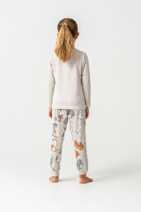 Rolypoly Kız Çocuk Bisiklet Yaka Baskılı Yazlık Relaxed Fit Gri Pijama Takımı RP3775-C-V1 - 4