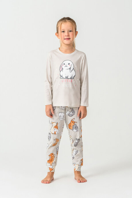 Rolypoly Kız Çocuk Bisiklet Yaka Baskılı Yazlık Relaxed Fit Gri Pijama Takımı RP3775-C-V1 - 5