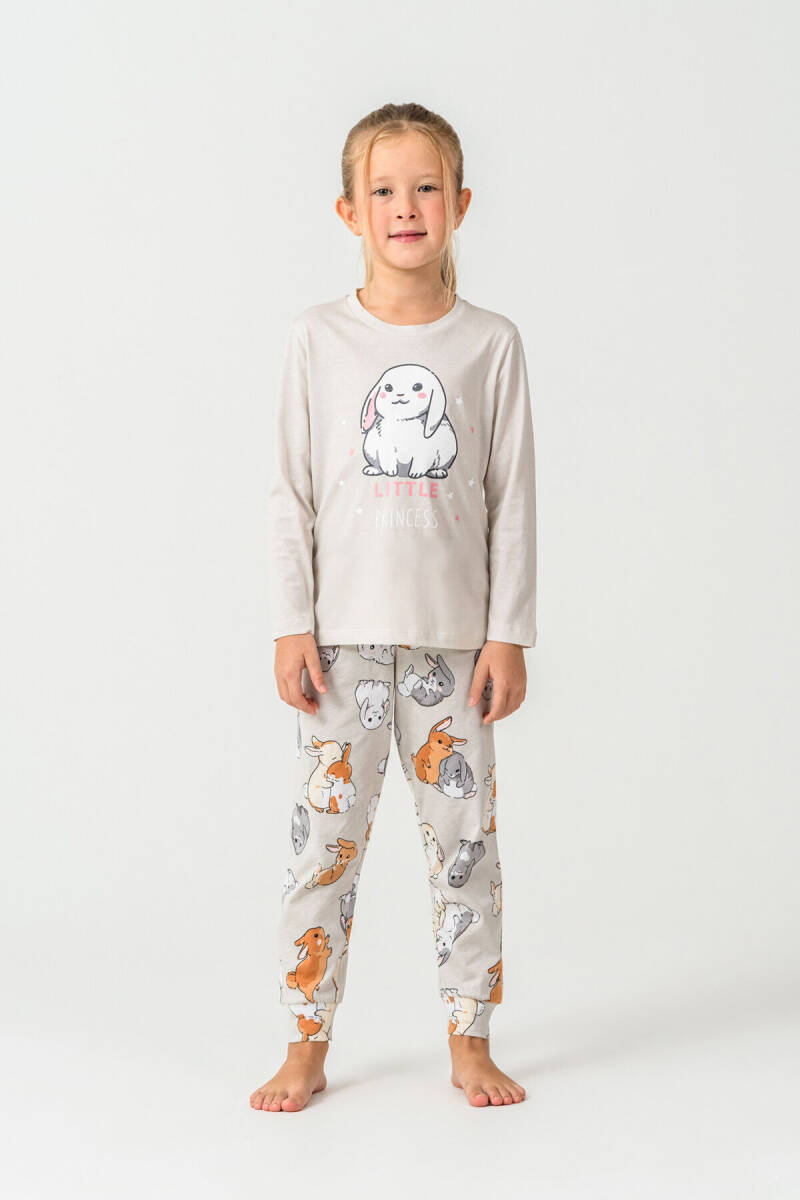 Rolypoly Kız Çocuk Bisiklet Yaka Baskılı Yazlık Relaxed Fit Gri Pijama Takımı RP3775-C-V1 - 5