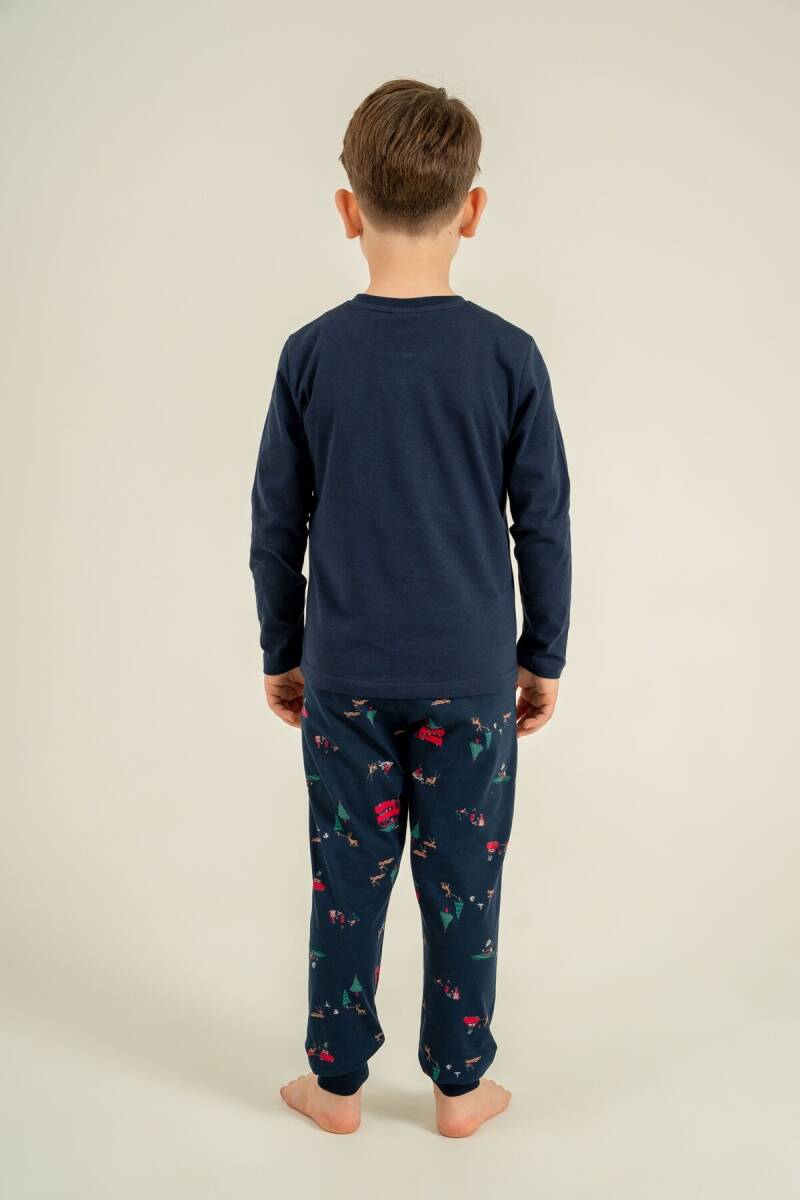 Rolypoly Let It Snow Baba Oğul %100 Pamuk Lacivert Uzun Kol Pijama Takım RP3939-A-V1 - 3