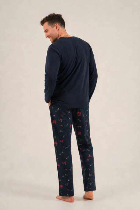 Rolypoly Let It Snow Baba Oğul %100 Pamuk Lacivert Uzun Kol Pijama Takım RP3939-A-V1 - 7