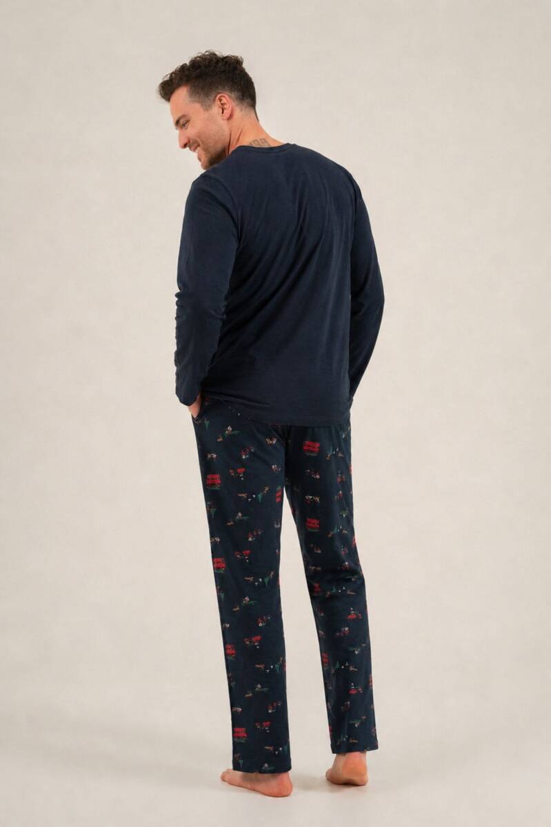 Rolypoly Let It Snow Baba Oğul %100 Pamuk Lacivert Uzun Kol Pijama Takım RP3939-A-V1 - 7