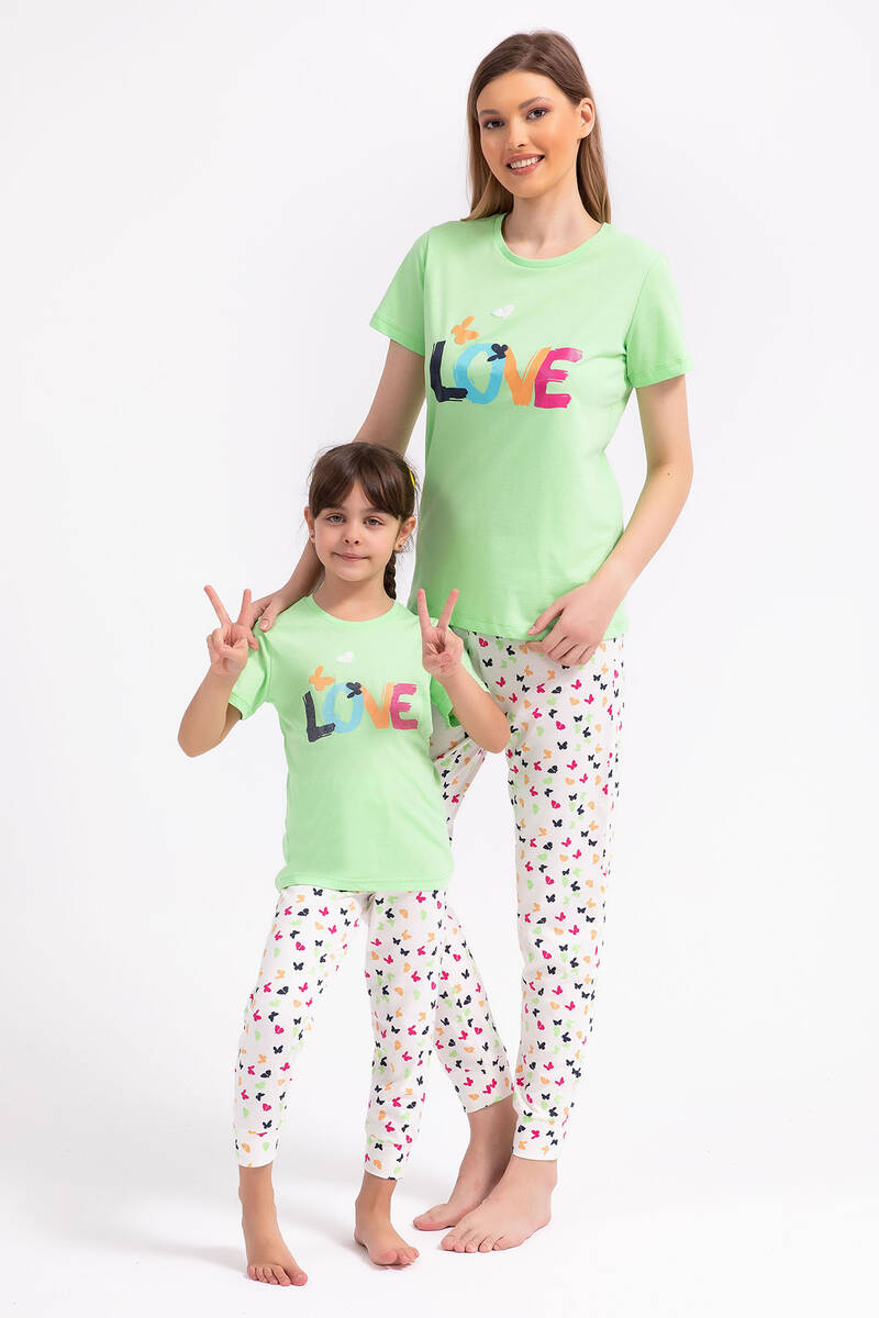 RolyPoly - Rolypoly Love Mint Yeşili Kız Çocuk Pijama Takımı (1)
