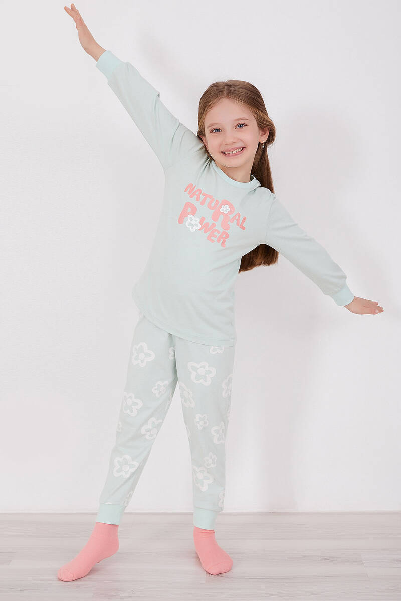 RolyPoly Natural Power Su Yeşili Kız Çocuk Uzun Kol Pijama Takım