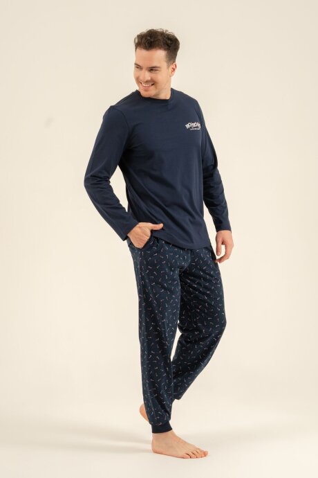 Rolypoly New Year Time Baba Oğul %100 Pamuk Lacivert Uzun Kol Pijama Takım RP3935-A-V1 - 7