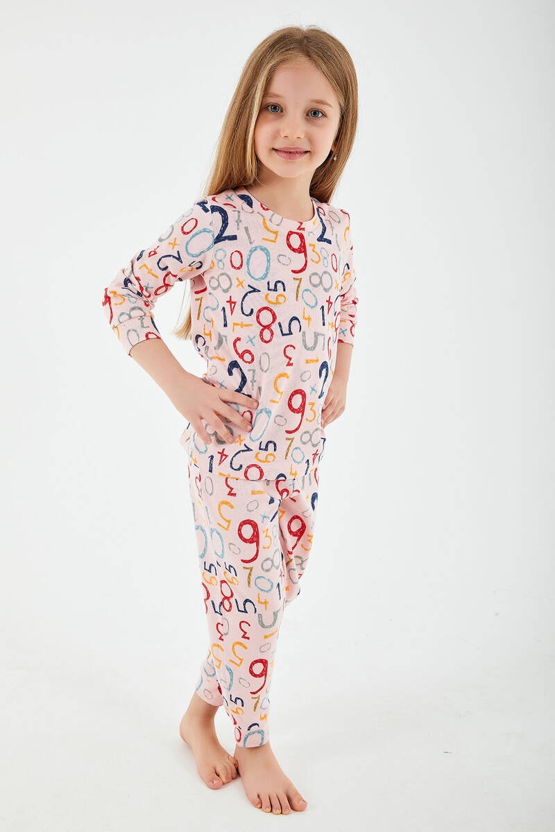 RolyPoly Numbers Pembe Kız Çocuk Uzun Kol Pijama Takım
