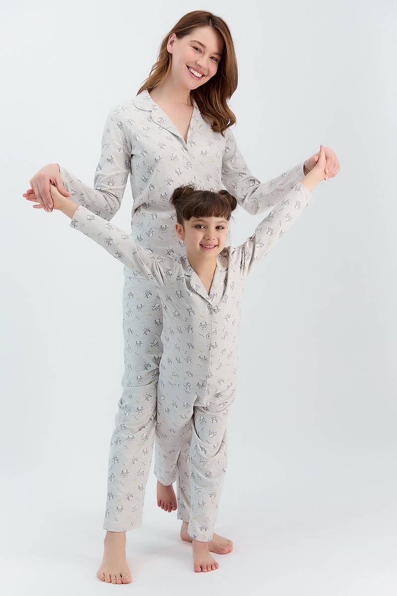 RolyPoly - RolyPoly Relax Bejmelanj Kız Çocuk Gömlek Pijama Takımı (1)