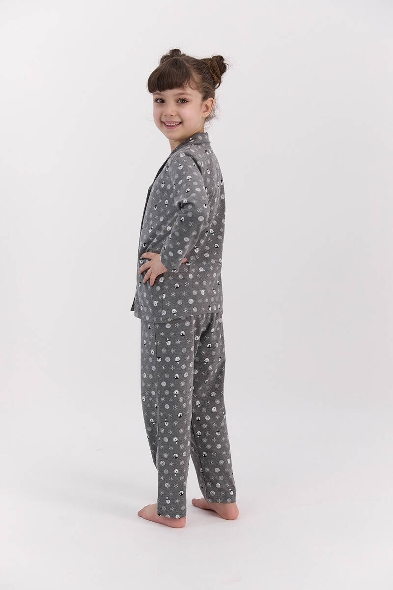 RolyPoly - RolyPoly Snows Antramelanj Kız Çocuk Gömlek Pijama Takımı (1)